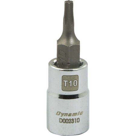 Dynamic Tools 1/4 Drive Torx Head Socket, Std Length Chrome, Torx Bit T10 D002310